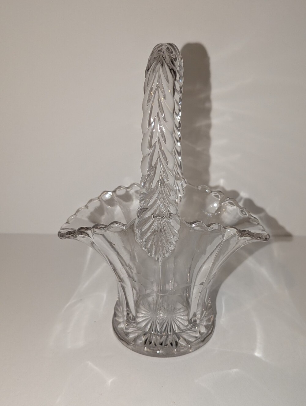 Duncan And Miller Glass Co Etched Basket Glass 6 Inches Tall 4.5 Inches Wide